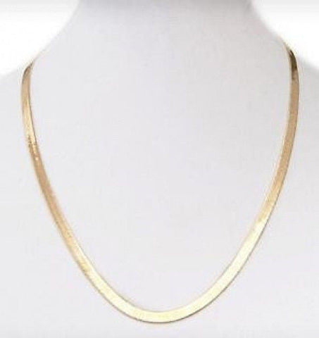 24" Herringbone Chain Necklace in 14k Gold Overlay