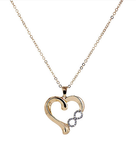Heart Necklace with Crystal Infinity Symbol in 14k Gold