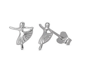 Sterling Silver Ballet Dance Stud Earrings