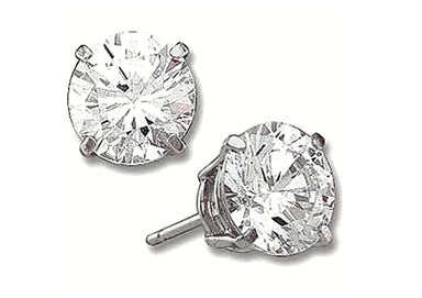 Large 4 ct Sterling Silver CZ Stud Earrings 10MM
