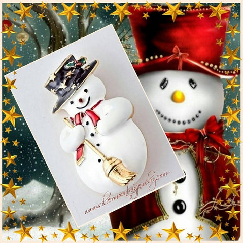 Sparkling Snowman Brooch