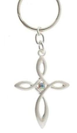 Cross Keychain with Crystal Accent