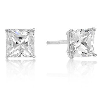 White Gold 6mm 1.5 (ct) Princess Cut Sterling Studs