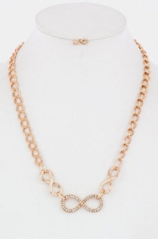 Crystal Infinity Chain Necklace with Matching Earrings