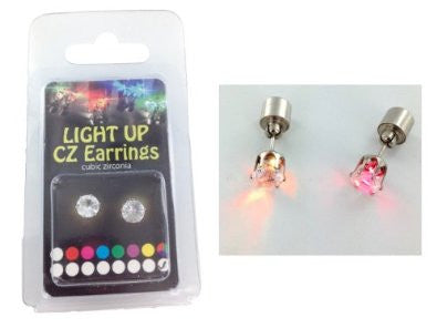 Lite-Up 2 Carat CZ Stud Earing Pair, Multi-Color in Heart-Shaped Gift Box