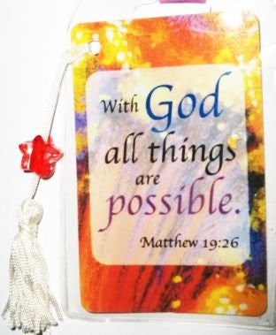 Inspirational Bookmark with Satin Tassel & Charm