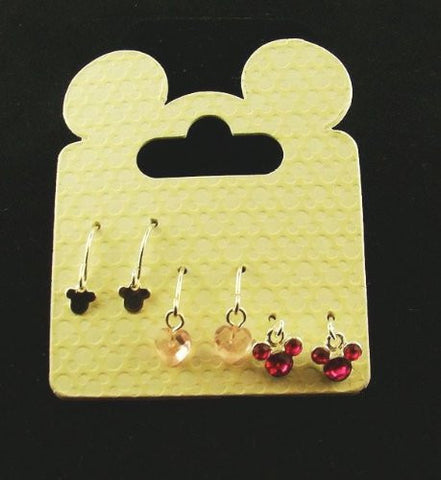 Mickey Mouse Signature Silhouette Disney Pink Austrian Crystal Earring Trio