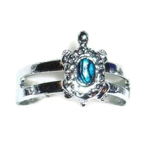 Paua Shell Silver Turtle Ring