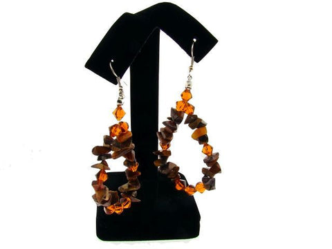 Genuine Semi-Precious Teardrop Earrings in Tiger's Eye