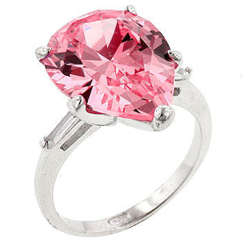 Pink Teardrop Cocktail Ring with Baguettes