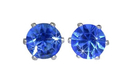 Swarovski Crystal Stud Earrings : Sapphire in Sterling