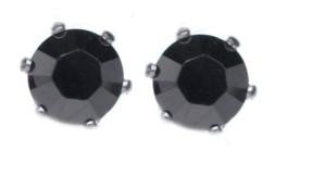 Swarovski Crystal Stud Earrings : Jet in Sterling