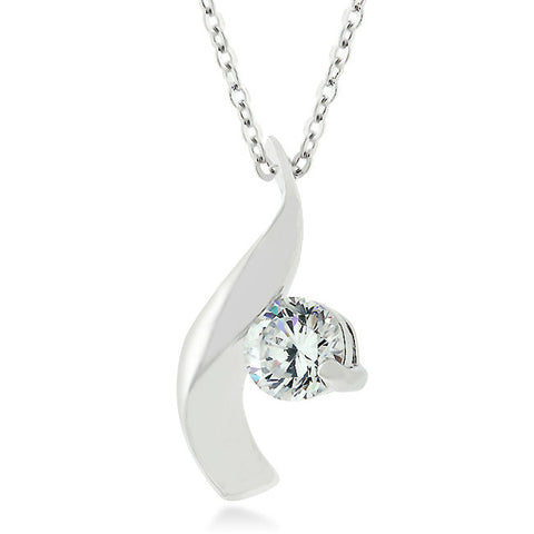 White Gold Side Twist Pendant