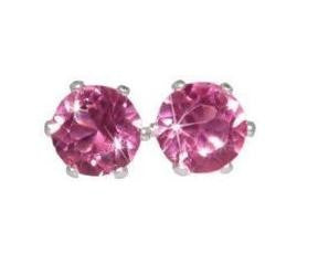 Swarovski Crystal Stud Earrings : Pink Sapphire in Sterling