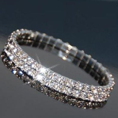 Austrian Crystal Bracelet in White Gold Overlay with Swarovski Elements  - (Double Row)