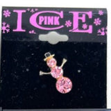 Pink Ice Crystal Snowman Pin
