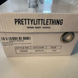 NIB  Pretty Little Thing - White Square Toe Strappy Block Heeled Sandals