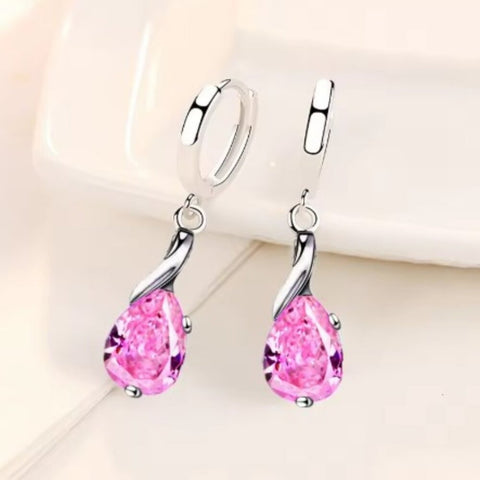 Pink Ice Teardrop Earrings