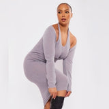 NWT Pretty Little Thing Elegant Gray Knit Halter Dress