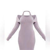 NWT Pretty Little Thing Elegant Gray Knit Halter Dress