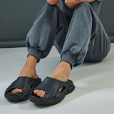 NET PRETTY LITTLE THING - Black Cut Out Rubber Ribbed Sole Slides