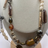 Chico's Tiger’s Eye Layered Necklace with Natural Beads