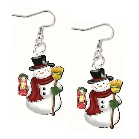 Snowman Lantern Christmas Holiday Earrings