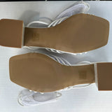 NIB  Pretty Little Thing - White Square Toe Strappy Block Heeled Sandals
