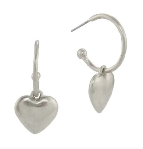 Heart hoop earring silver