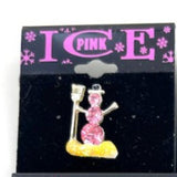 Pink Ice Snowman with Broom Pin