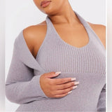 NWT Pretty Little Thing Elegant Gray Knit Halter Dress