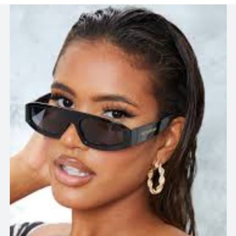 NWT Pretty Little thing Black Matt Metal Frame Slim Visor Sunglasses