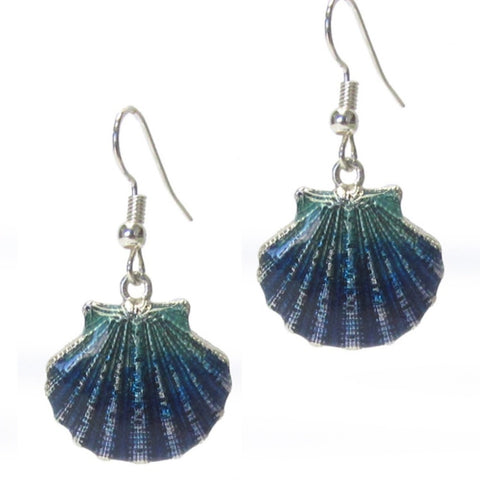 Elegant Blue and Green Shell Earrings