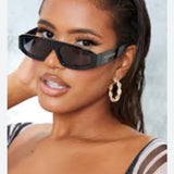 NWT Pretty Little thing Black Matt Metal Frame Slim Visor Sunglasses