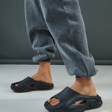 NET PRETTY LITTLE THING - Black Cut Out Rubber Ribbed Sole Slides