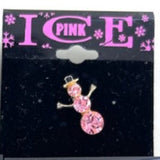 Pink Ice Crystal Snowman Pin
