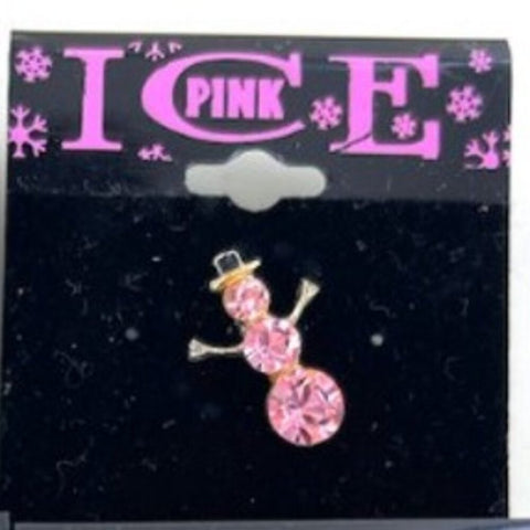 Pink Ice Crystal Snowman Pin