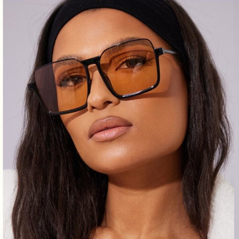 NWT Pretty Little Thing Orange Black Over Sized Visor Sunnies