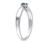 Sterling Silver Blue and White Diamond Ring