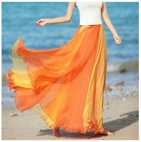 Orange Flowing Chiffon Skirt
