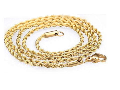 18K GP Gold Rope Chain Necklace