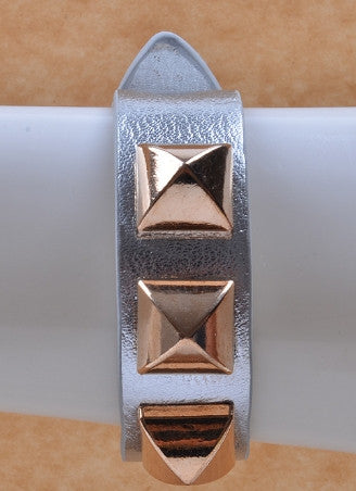 Silver Metallic Pyramid Bracelet