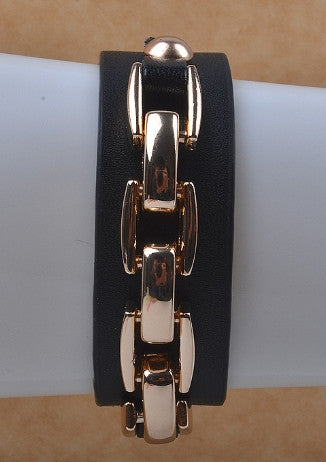Leather & Chain Bracelet