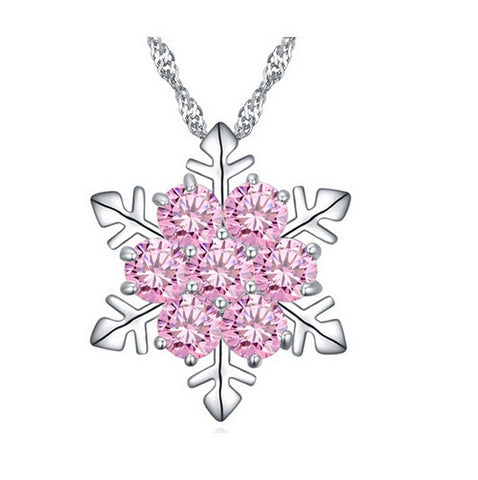 Pink Ice Snowflake Necklace