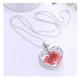 Pink Dandelion Heart  Necklace