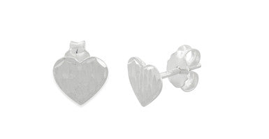 Sterling Silver Heart Stud Earrings with Heart-Shaped Gift-Boxed