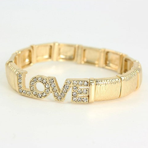 Shimmering Golden Love & Crystal Bracelet