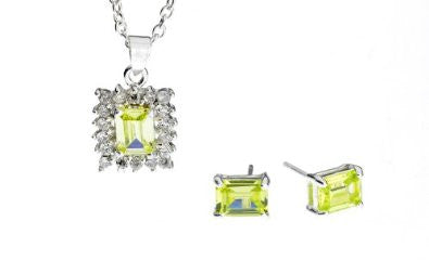 Sterling Silver & Peridot Necklace and Earring Set