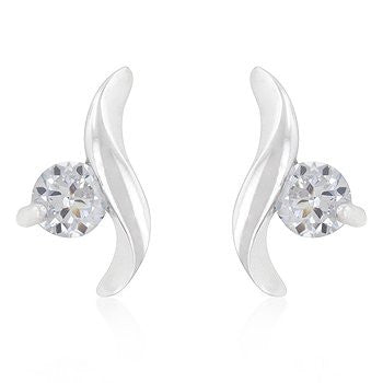 Bonded White Gold Solitaire Twist Earrings