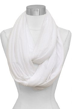 Solid Color Soft Touch Loop/Infinity Scarf in White
